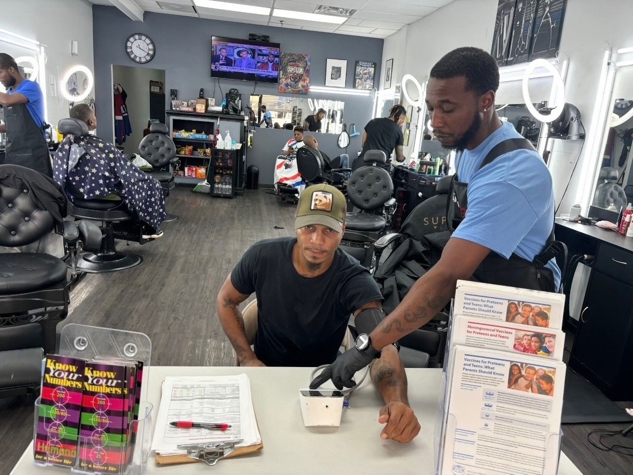 Community health screening at a barbershop